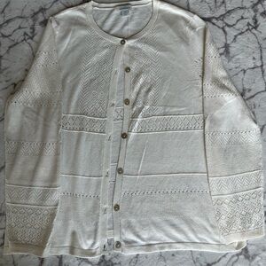 Sundance Cardigan M Beige Open Knit Crochet with buttons/ Resort Wear, Coastal